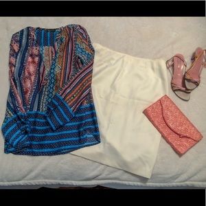 Harve Benard cream wool skirt size 10